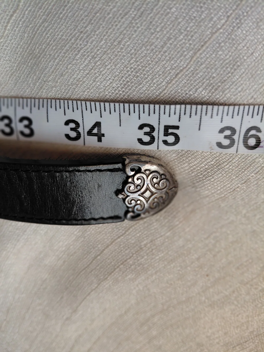 Vintage Fossil Black Braided Leather Belt Silver Ornate Buckle Small BT7869